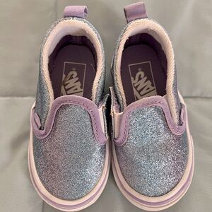 Vans Kids Glitter Slip-On Shoes - Purple, Blue and Silver
